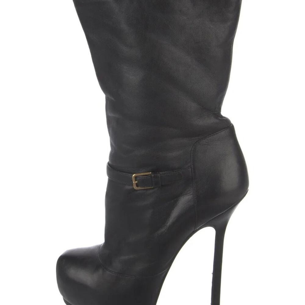 Yves Saint Laurent Women's Black Leather Platform Boots Women's US 5.5 EU 35.5